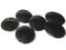 6 36mm Undrilled Black Flat Oval Beads Vintage Plastic Beads No Hole